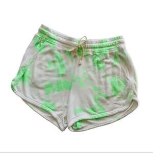 Sundry Lime Green Tie Dye White Drawstring Cut Off Short size 3 Large